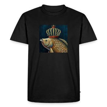 Crowned goldfish - Men's Premium Organic T-Shirt - black - Front - Nico (187cm)