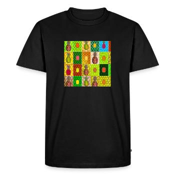 Mosaïque de fruits tropicaux - T-shirt Premium bio Homme - noir - Devant - Nico (187cm)