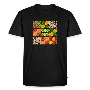 Mosaïque de fruits tropicaux - T-shirt Premium bio Homme - noir - Devant - Nico (187cm)