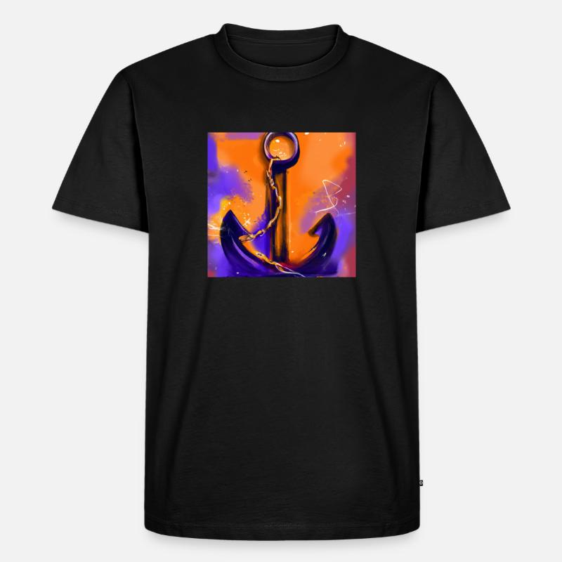 Schiffsanker - Männer Premium Bio T-Shirt - Schwarz