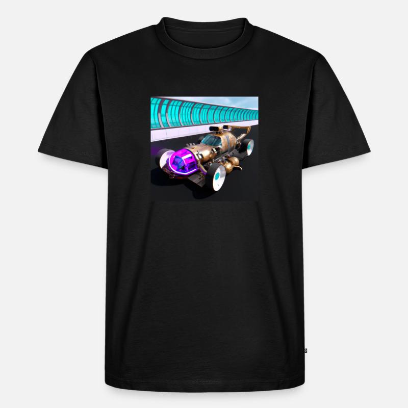 Steampunk im Synthwave-Stil 2 - Männer Premium Bio T-Shirt - Schwarz