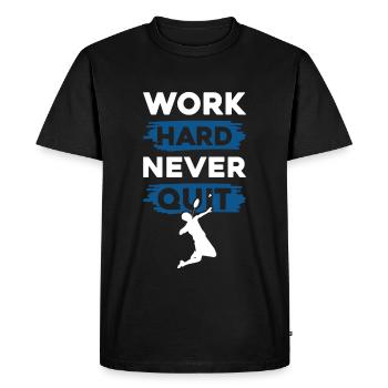 Le badminton travaille dur - T-shirt Premium bio Homme - noir - Devant - Nico (187cm)
