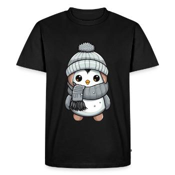 Penguin Winter Animal Cute Comic - Men's Premium Organic T-Shirt - black - Front - Nico (187cm)