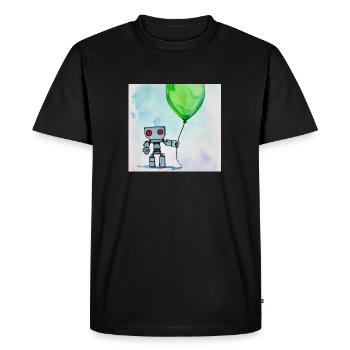 Robot with balloon - Men's Premium Organic T-Shirt - black - Front - Nico (187cm)