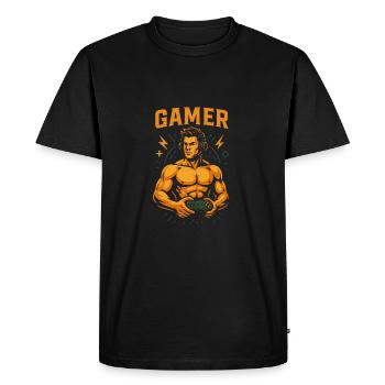 Joueur Suprême - T-shirt Premium bio Homme - noir - Devant - Nico (187cm)