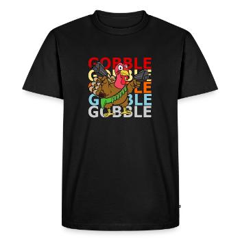 Retro Vintage Style Thanksgiving Turkey Turkey - Men's Premium Organic T-Shirt - black - Front - Nico (187cm)