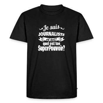 je suis journaliste - T-shirt Premium bio Homme - noir - Devant - Nico (187cm)