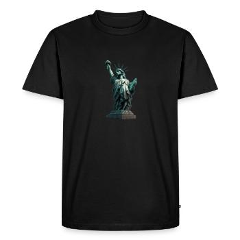 Statue de l’icône de la Statue du Monde dans une version minimale - T-shirt Premium bio Homme - noir - Devant - Nico (187cm)
