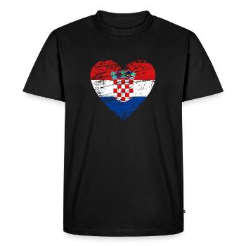 Croatie drapeau vintage coeur utilisé - T-shirt Premium bio Homme - noir - Devant - Nico (187cm)