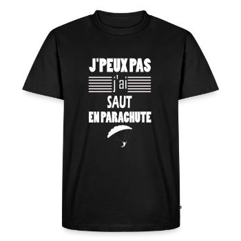 J'peux pas j'ai saut en parachute t-shirt - T-shirt Premium bio Homme - noir - Devant - Nico (187cm)