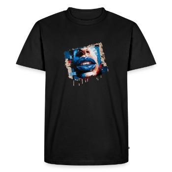 Abstract lips painted with a colorful brush - Men's Premium Organic T-Shirt - black - Front - Nico (187cm)