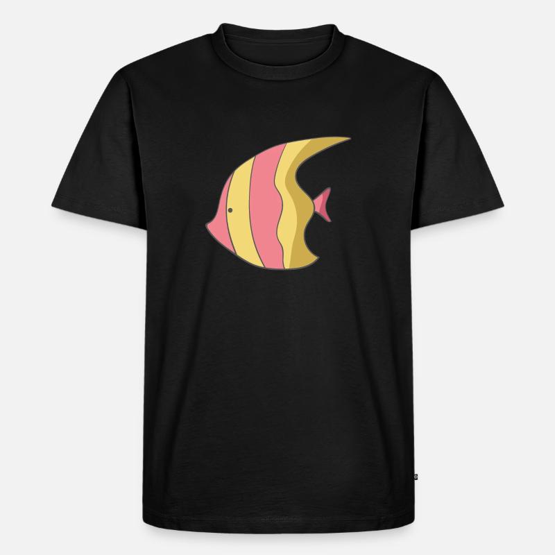 Fisch gestreift - Männer Premium Bio T-Shirt - Schwarz