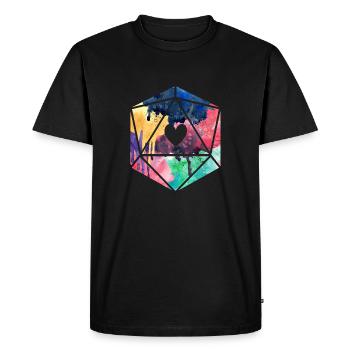 D20 Aquarelle - T-shirt Premium bio Homme - noir - Devant - Nico (187cm)