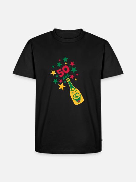 50 ans bouteille smiley etoile - T-shirt Premium bio Homme - noir