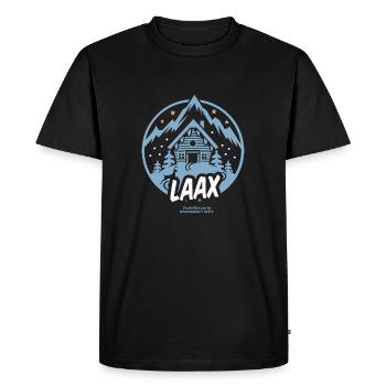 Laax ski resort Switzerland - Men's Premium Organic T-Shirt - black - Front - Nico (187cm)