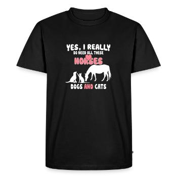 Chevaux Chiens et chats - T-shirt Premium bio Homme - noir - Devant - Nico (187cm)