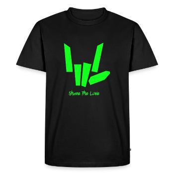 Partager l'amour - T-shirt Premium bio Homme - noir - Devant - Nico (187cm)