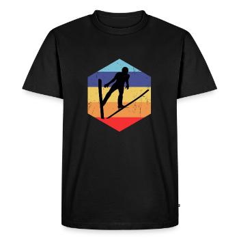 Sauteur à ski Saut à ski Sports d’hiver Vol à ski Homme - T-shirt Premium bio Homme - noir - Devant - Nico (187cm)