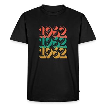 Anniversaire année 1962 / Vintage 1962 - T-shirt Premium bio Homme - noir - Devant - Nico (187cm)