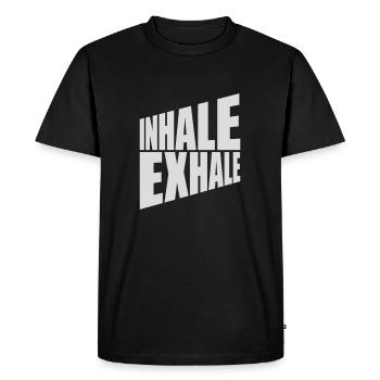 Inspirez expirez Yoga citation - T-shirt Premium bio Homme - noir - Devant - Nico (187cm)