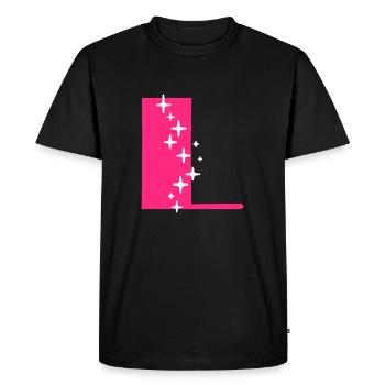 Letter L Glitter - Men's Premium Organic T-Shirt - black - Front - Nico (187cm)