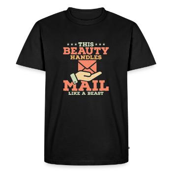 Cette Belle Gère Le Courrier Comme Une Bête Courrier - T-shirt Premium bio Homme - noir - Devant - Nico (187cm)