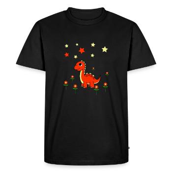 Fleurs Dino Étoiles - T-shirt Premium bio Homme - noir - Devant - Nico (187cm)