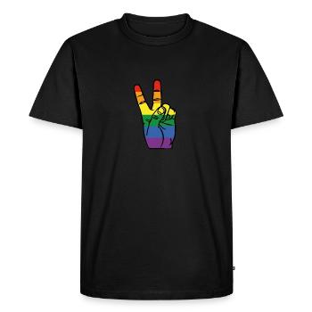Paix LGBT - T-shirt Premium bio Homme - noir - Devant - Nico (187cm)