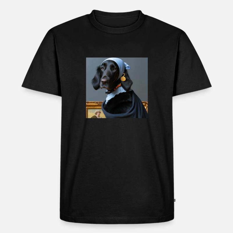 Flat Coated Retriever mit Perlenohrring - Männer Premium Bio T-Shirt - Schwarz