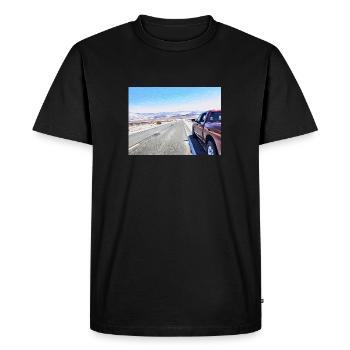 American Road Trip - Men's Premium Organic T-Shirt - black - Front - Nico (187cm)