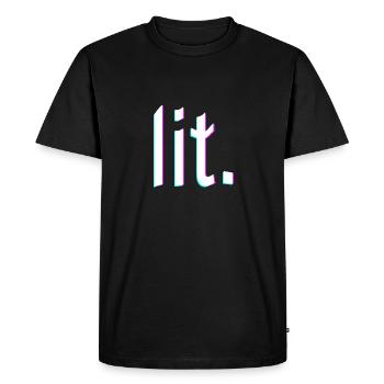lit. design glitch - Men's Premium Organic T-Shirt - black - Front - Nico (187cm)