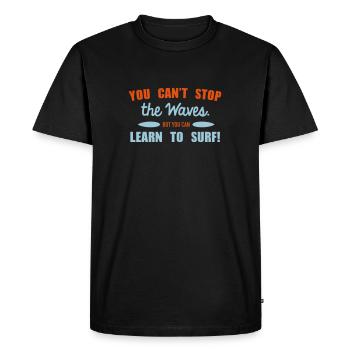 Learn to surf - Men's Premium Organic T-Shirt - black - Front - Nico (187cm)