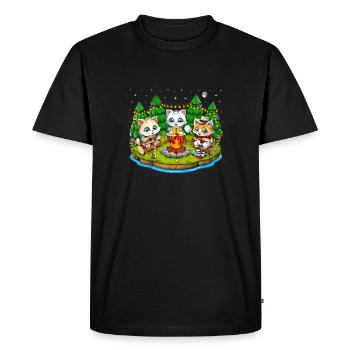 Camping Kawaii Chats - T-shirt Premium bio Homme - noir - Devant - Nico (187cm)