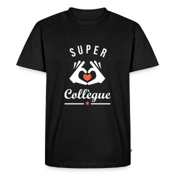 SUPER COLLÈGUE cadeau anniversaire noel - T-shirt Premium bio Homme - noir - Devant - Nico (187cm)