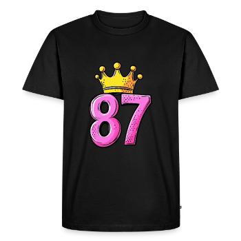 87 Numéro Jersey Couronne - T-shirt Premium bio Homme - noir - Devant - Nico (187cm)
