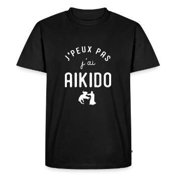 J'peux pas j'ai aikido cadeau humour sport karaté - T-shirt Premium bio Homme - noir - Devant - Nico (187cm)