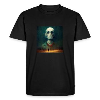 Death Awaits Us All - Men's Premium Organic T-Shirt - black - Front - Nico (187cm)
