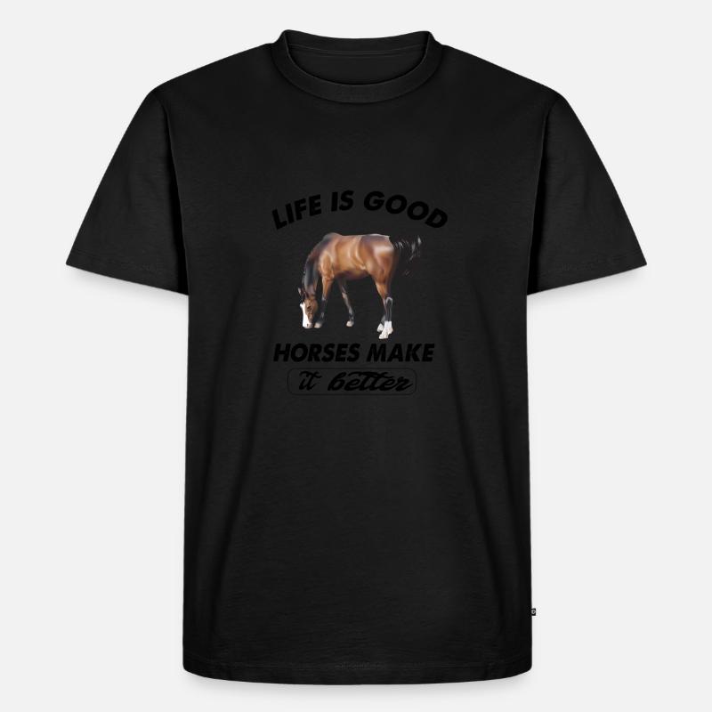Pferde - Männer Premium Bio T-Shirt - Schwarz