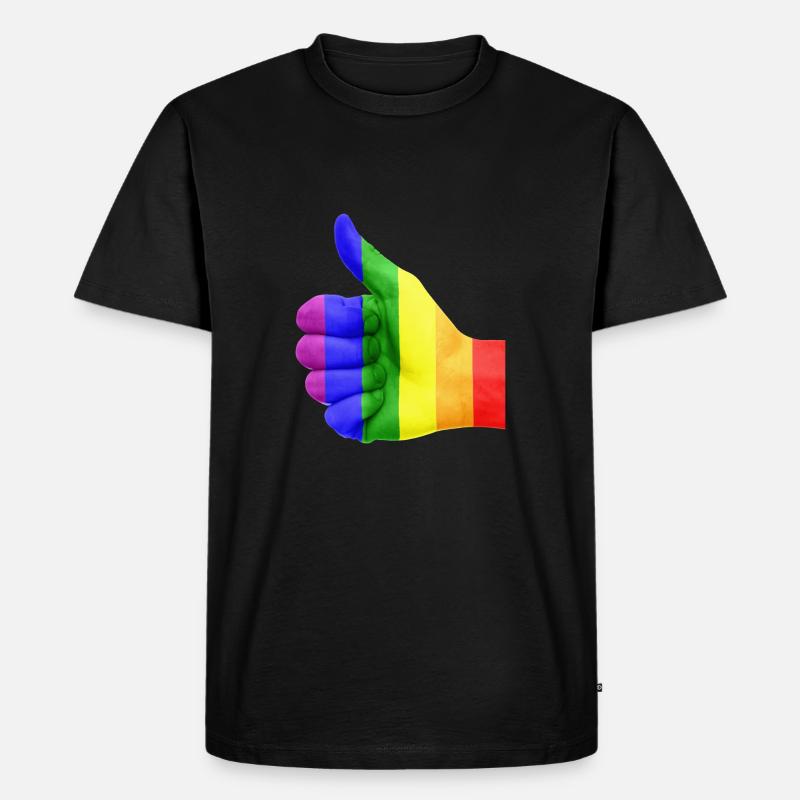 Regenbogen LGBT Daumen hoch - Männer Premium Bio T-Shirt - Schwarz