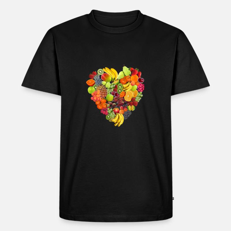 Obst-Herz - Männer Premium Bio T-Shirt - Schwarz