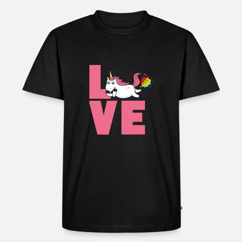Love Einhorn - Männer Premium Bio T-Shirt - Schwarz