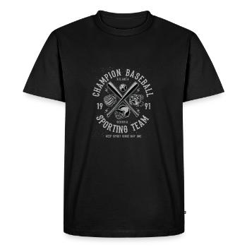Champion de baseball - T-shirt Premium bio Homme - noir - Devant - Nico (187cm)