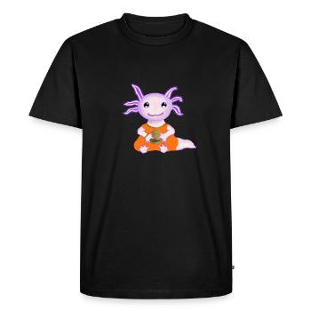 Emblématique axolot, bébé, avec œuf d’or - T-shirt Premium bio Homme - noir - Devant - Nico (187cm)