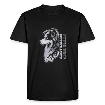 Portrait de berger australien | Tête australienne argent - T-shirt Premium bio Homme - noir - Devant - Nico (187cm)