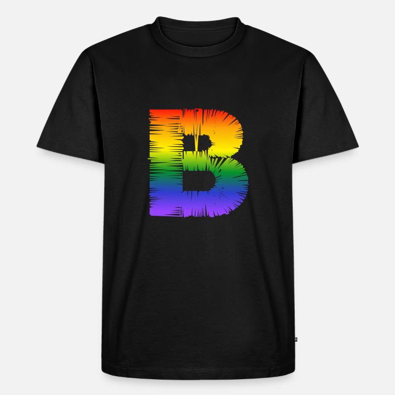 rainbow B - Männer Premium Bio T-Shirt - Schwarz