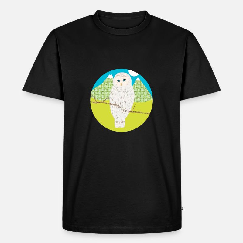 Weiße Eule - Männer Premium Bio T-Shirt - Schwarz