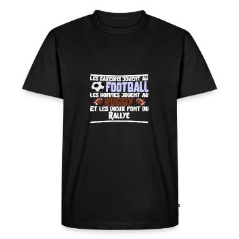 Les dieux Rallye cadeau - T-shirt Premium bio Homme - noir - Devant - Nico (187cm)