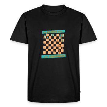 Le mouvement ORANGE ... et CHECKMATE - bretelles - T-shirt Premium bio Homme - noir - Devant - Nico (187cm)