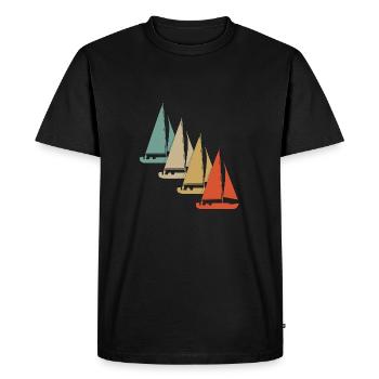 Retro vintage style sailing sailboat sailing ship - Men's Premium Organic T-Shirt - black - Front - Nico (187cm)