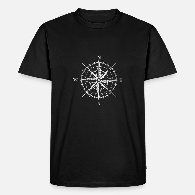 Geschenk Retro Kompass Himmelsrichtungen - Männer Premium Bio T-Shirt - Schwarz